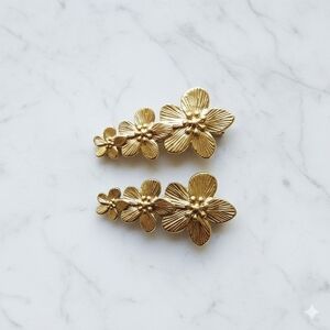 Stainless Steel Gold Floral Earrings
